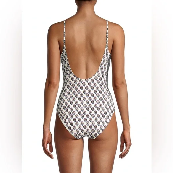 Tory Burch Floral Print One-Piece Swimsuit in Purple Bloom Size M - Picture 10 of 13